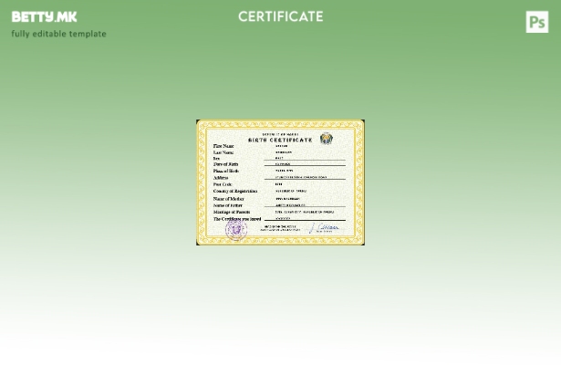 Модерен стил на Науру шаблон за ПСД извод од матична книга на родени